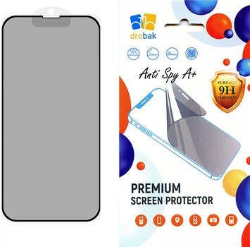 Защитное стекло Drobak Anty Spy для смартфона Apple iPhone 17e Black (151519)