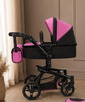 Кукольная коляска-трансформер для кукол 2в1 малиновая Carrello Fortuna (9695 HOT PINK)