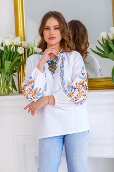 Жіноча вишиванка Trend Медова XXL Білий (SOLZHMED)