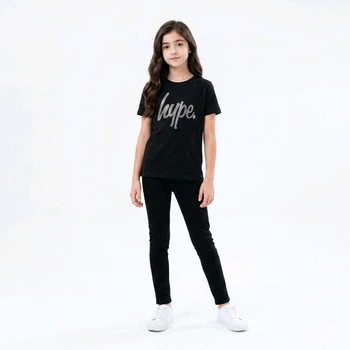 Классическая черная футболка со стразами для девочки 134-140 см (9-10Y) Hype kids