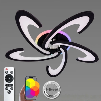 Люстра потолочная светодиодная с музыкальной колонкой и RGB подсветкой для гостиной и спальни VALESO YZD1274
