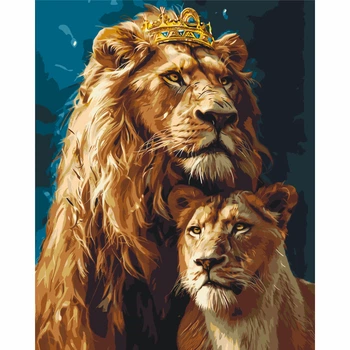 Картина По Номерам "король Лев И Львица" Lw0320 С Красками Металлик 40х50 См (390781)