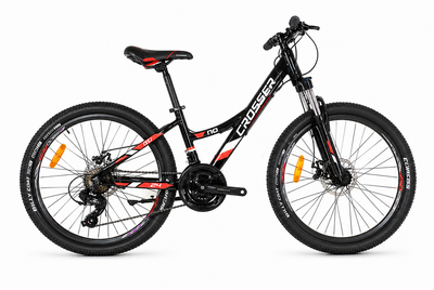 Велосипед Crosser NIO 24" 21 скорость Shimano, алюминиевый MTB, дисковые тормоза, подростковый Красный