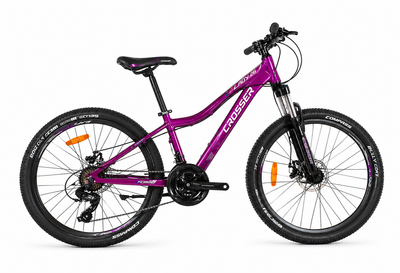 Велосипед Crosser Angel 26" 21 скорость Shimano, алюминиевый горный MTB, дисковый тормоз, фиолетовый