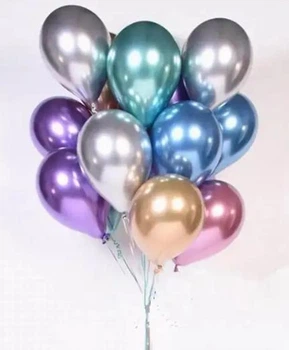 Повітряні кулі хром 30см 12" різноольорові асорті набір 10 шт