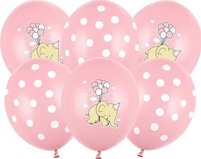 Balony PartyDeco Pastel Słonik 30 cm Różowe 50 szt (5901157492593)