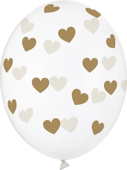 Balony PartyDeco Serduszka 30 cm Crystal Clear 50 szt (5902230798809)