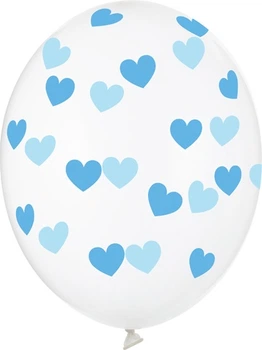 Balony PartyDeco Serduszka 30 cm Crystal Clear 50 szt (5902230798151)