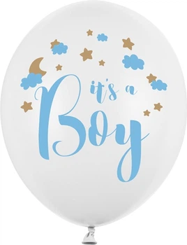 Повітряні кульки PartyDeco Pastel Pure It's a Boy 30 см Білі 50 шт (5902230763845)