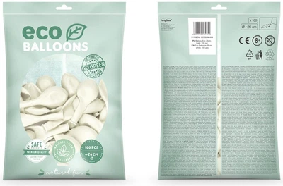 Balony PartyDeco Eco metalizowane 26 cm Białe 100 szt (5900779134751)