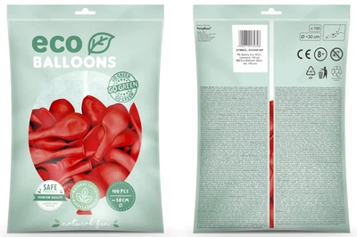 Повітряні кульки PartyDeco Eco пастельні 30 см Червоні 100 шт (5900779134348)