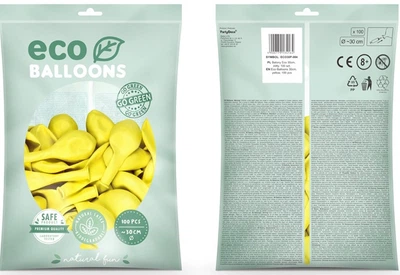 Повітряні кульки PartyDeco Eco пастельні 30 см Жовті 100 шт (5900779134164)