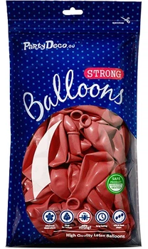 Повітряні кульки PartyDeco Strong Metallic 30 см Маковий червоний колір 100 шт (5901157485939)