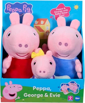 Мягкие плюшевые игрушки Свинка Пеппа Джордж и Эви Peppa Pig Peppa George and Evie 3 Pack
