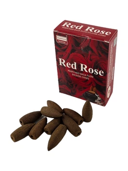 Пыльцевые благовония арома-конусы с обратным потоком - Red Rose Backflow Dhoop Cones, Масала Darshan (Красная Роза)