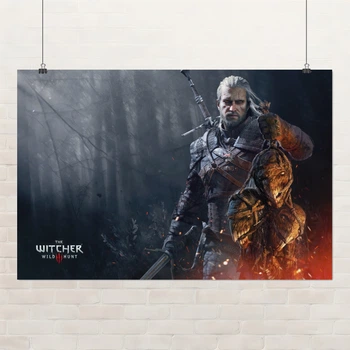 Постер Відьмак Геральт із трофеями, Witcher, Geralt, декор в кімнату геймера, A3 28×42 см (id0990)