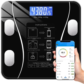 Смарт-весы аналитические напольные Ruhhy 8в1 до 180 кг с анализом тела Bluetooth LCD-дисплей Чёрный (22525)