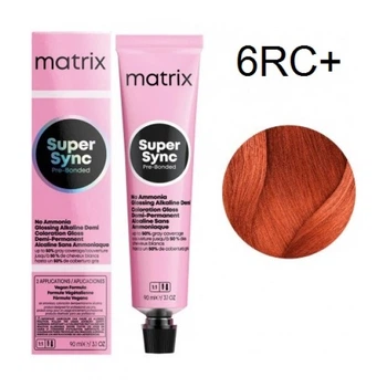 Краска Matrix Super Sync Pre-Bonded (Gold & Copper & Red Collection) - 6RC+ Темный блондин красно-медный-90мл.