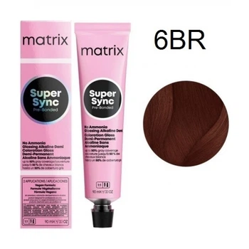 Фарба Matrix Super Sync Pre-Bonded (Gold & Copper & Red Collection) - 6BR Темний блондин коричнево-червоний-90мл.