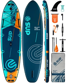 Надувная SUP-доска E-SUP Aruba Green 11’6” (350×89×15 см), двухслойная, с веслом и аксессуарами