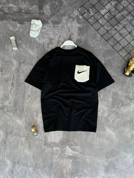 Чоловіча футболка Nike щільна 2 нитка кишеня з коротким рукавом чорна M (LUX1544)