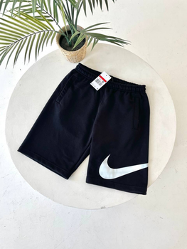 Чоловічі шорти Nike тринитка преміум вишитий логотип чорні S (LUX1573)
