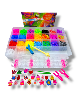 Набор для плетения браслетов Loom Bands, 6300 резинок, 22 цвета, станок и аксессуары