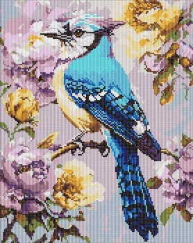 Zestaw mozaiki diamentowej Ideyka Sójka wśród piwonii 40x50 cm (4823104381457)