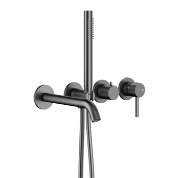 Смеситель для ванной KFA Armatura Moza PVD Gun Metal Grey 5039-411-61 с душкомлектом