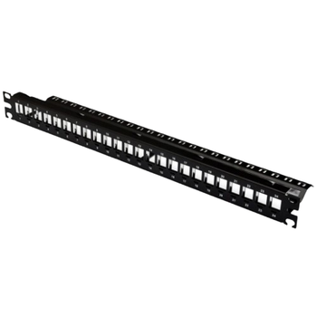 Патч-панель 19" Keystone на 24 1U RJ-45 порту UTP із заднім організатором Чорний