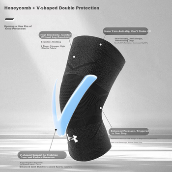 Наколенник Under Armour спортивный медицинский, для поддержки мениска, темно-серый, размер M