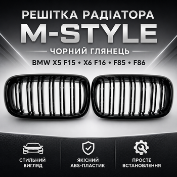 Решітка радіатора M-Style чорний глянець для BMW X5 F15 X6 F16 F85 F86 2014-2018, комплект 2 шт
