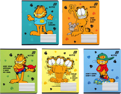 Набор тетрадей Kite Garfield Retro/Classic 12 листов в клетку 5 шт (GF26-232/5)
