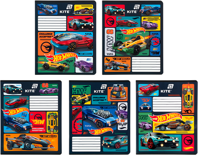 Набор тетрадей Kite Hot Wheels 12 листов в линию 5 шт (HW26-234/5)