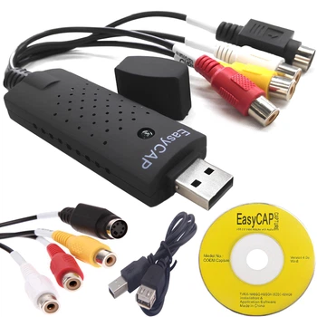 USB карта видеозахвата EasyCAP с RCA и S-Video, конвертер AV в USB со звуком VHS DVD