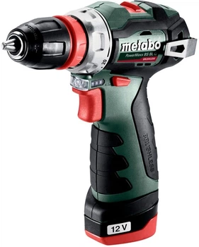 Аккумуляторная бесщеточная дрель-шуруповерт Metabo PowerMaxx BS BL Q 12V 2x2Ah Li-Power ЗП LC 24 Пластиковый кофр (601749500)