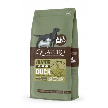 Беззерновой корм Quattro Junior All Breed Duck с уткой для щенков всех пород 12кг