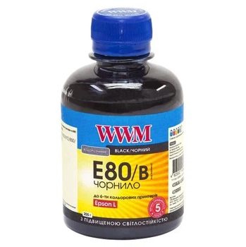 Чернила WWM Epson L800/L805/L810/L850/L1800, Black, 200 мл, водорастворимые (E80/B)