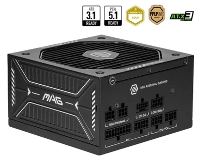 Блок питания 650 Вт, MSI MAG A650GLS PCIE5, Black