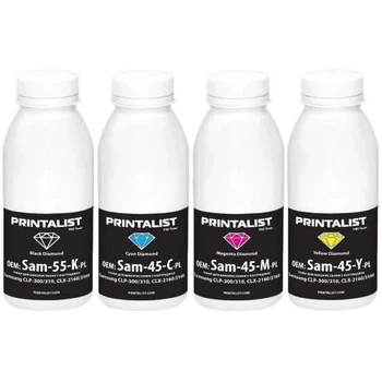Тонер Samsung CLP-300/310, CLX-2160/3160, Black / Cyan / Magenta / Yellow, 1x55 г + 3x45 г, Printalist (Sam-CLP300-SET-PL)