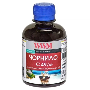Чернила WWM Canon G1400/G2400/G3400, Black, 200 мл, пигментные (C49/BP)