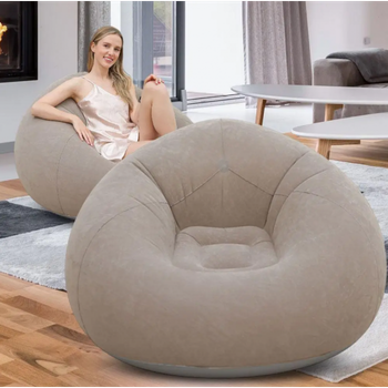 Надувне крісло-пуф Inflatable Sofa Надувне крісло-мішок 110×110×85 см з насосом Бежевий
