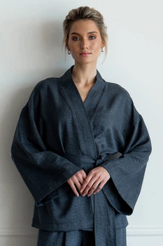 Рубашки Forli Кимоно - рубашка из льна Grace XL/XXL Серый LN0071-12-60_XL/XXL