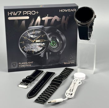 Смарт-часы круглые Hower HW7 Pro+ AMOLED с 3 ремешками, Bluetooth, Android / iOS