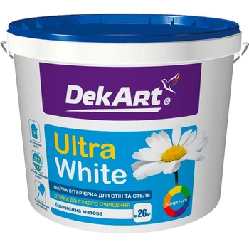 Интерьерная краска для стен и потолков белоснежного цвета DekART Ultra White — 1,0 л