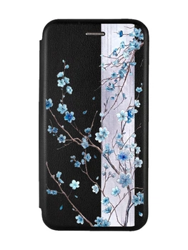 Чохол-книжка чорний з малюнком на Xiaomi Redmi 9C/10A Квітуча сакура (принт 422)