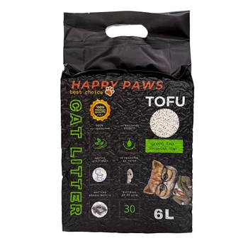Наповнювач соєвий для котячого туалету Happy Paws Tofu 6 л - зелений чай