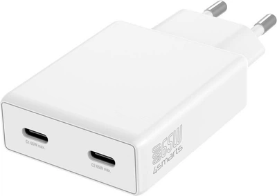 Мережевий зарядний пристрій 4smarts Wall Charger PDPlug Slim Dual 65W GaN 2C White (4252011912162)