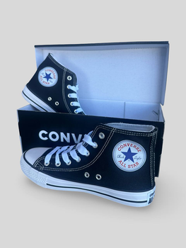 Кеды для мальчиков высокие с вышивкой Converse черные 36