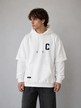 Худі 090125 ОВ білий з чорним 222133174A06 Jack&Jones S(р)